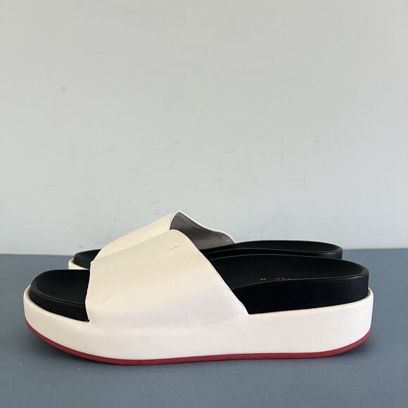 NWT Zara Woman White Contrast Sole Platform Slide Sandals - Picture 5 of 10
